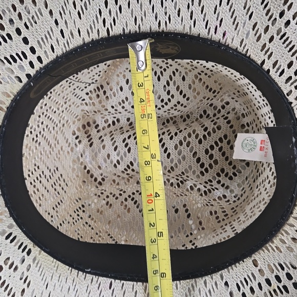 Vintage Lace Cowboy Hat Mexico Souvenir Feather Band Bohemian Cowgirl Western - Picture 16 of 16